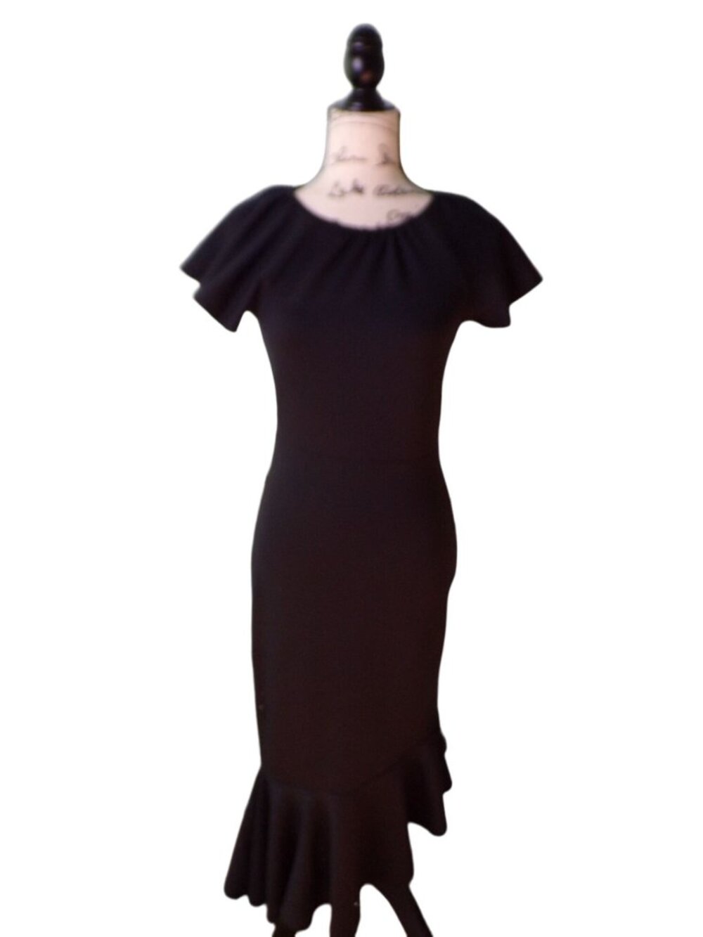 🆕 RACHEL PARCELL Ruffle Hem Scuba Asymmetric Dress Black X-Small - Picture 6 of 11